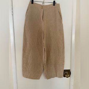 Lilith Beige Wide Balloon Barrel Leg Linen Pants